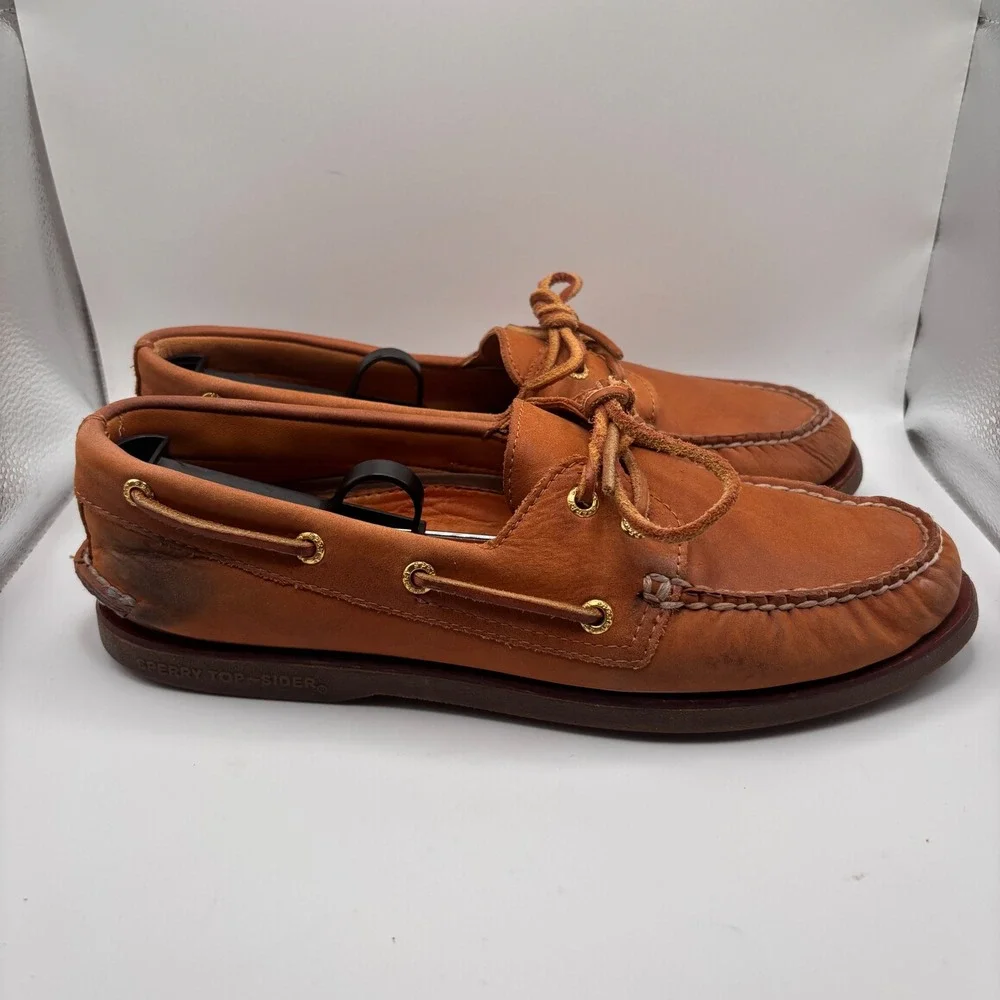 Sperry Top-Sider Gold Cup Original 2-Eye Boat Shoes Tan Leather Men's Sz 10.5